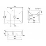 Раковина, Scarabeo, Teorema 2.0, шгв 450*360*170, отверстия для смесителя-отсутствуют, цвет-белый