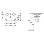 Раковина, Villeroy&Boch, O'Novo, шг 560*405, цвет-альпийский белый