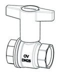 Кран шаровой, Oventrop, Optibal, полнопроходной, DN-25, 1", ВВ, PN, бар-16, ручка-пластмассовая, удл