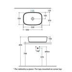 Раковина, Globo, GENESIS, шгв 550*370*150, отверстия для смесителя-отсутствуют, CERASLIDE, BATAFORM, цвет-белый