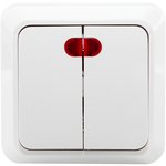 Выключатель двухклавишный с подсветкой О/У. белый Jilion 9533416