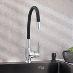 Смеситель для кухни РМС SL123BL-016F-1 с гибким изливом Черный