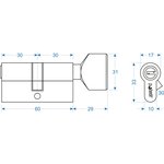 Цилиндр. механизм, ключ-защелка,цвет:серебро,60 мм Pobedit Pobedit 8126061