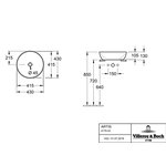 Раковина, Villeroy&Boch, Artis, шгв 430*430*130, отверстия для смесителя-отсутствуют, цвет снаружи/внутри-Coal Black/белый