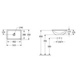 Раковина, Villeroy&Boch, Loop&Friends, шгв 510*340*165, отверстия для смесителя-отсутствуют, цвет-альпийский белый (белый Alpin)