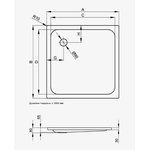 Душевой поддон, Bette, BetteSupra, шгв 900*850*65, с полным антислипом, цвет-белый глянцевый