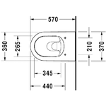 Унитаз, Duravit, ME by Starck, подвесной, шгв 370*570*355, цвет-белый