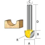 Фреза галтельная (16х12х38 мм; хвостовик 12 мм; 2 лезвия) Makita D-10833