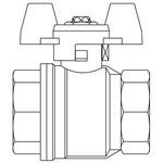 Кран шаровой, Oventrop, Optibal, полнопроходной, DN-15, 1/2", ВВ, PN, бар-16, ручка-бабочка, латунь,