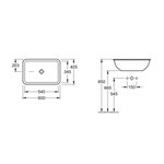 Раковина, Villeroy&Boch, Loop&Friends, шгв 600*405*185, отверстия для смесителя-отсутствуют, CeramicPlus, цвет-альпийский белый