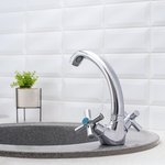 Смеситель для кухни РМС SL138-272F двуручковый с поворотным изливом Хром