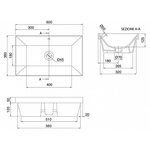 Раковина, Scarabeo Teorema 2.0 шгв 600*360*170 отверстия для смесителя-отсутствуют цвет-белый 5131