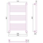 Полотенцесушитель, Сунержа Богема + прямая шгв 550*76*862 цвет-сталь ( без покрытия ) 0002208050