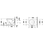 Унитаз, Duravit, D-Neo, подвесной, шгв 370*540*400, сиденье-в комплекте, цвет-белый