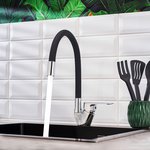 Смеситель для кухни BOOU B8274-10F-E307A с гибким изливом Латунь Черный