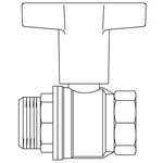 Кран шаровой, Optibal, DN-15, 1/2", НВ, PN, бар-16, ручка-пластмассовая, удлинённая антрацит, никелированный