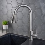 Смеситель для кухни РМС SUS124-017F-2 с вытяжным изливом Нержавеющая сталь