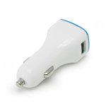 Автомобильный USB-адаптер 2USB 2100мА, белый с синим кольцом Jilion 9537081