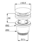 Донный клапан, Kludi, для раковин, 1 1/4", цвет-черный матовый