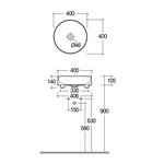 Раковина, Kludi, RESA, шгв 400*400*140, отверстия для смесителя-отсутствуют, цвет-белый
