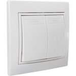 Выключатель двухклавишный С/У. белый Jilion 9533136