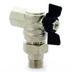 Кран Американка Угловой Н/В Ду-15 (1/2")  Бабочка черн. Bugatti OREGON (594)