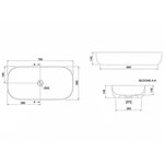 Раковина, Scarabeo, Glam, шгв 760*390*140, отверстия для смесителя-отсутствуют, BIOKER, цвет-Ardesia