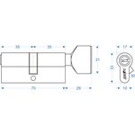 Цилиндр. механизм, ключ-защелка,цвет:серебро,70 мм Pobedit Pobedit 8126071
