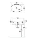 Раковина, Kludi, RESA O, шгв 600*400*140, отверстия для смесителя-отсутствуют, цвет-белый