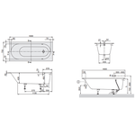 Ванна, Villeroy&Boch, Oberon, шгв 1600*750*450, цвет-белый