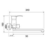 Смеситель для ванной с душем РМС SL86-006E однорычажный Хром
