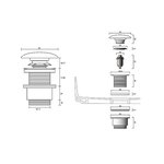 Донный клапан, CIELO, 1 1/4, диаметр, мм-72, универсальный, цвет-хром/Avena