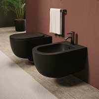 Биде, , Unica, подвесной, шгв 350*550*285, Aliglaze+, цвет-чёрный матовый Alice 32250108