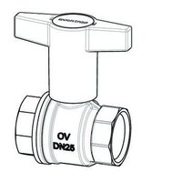 Кран шаровой, Oventrop, Optibal, полнопроходной, DN-25, 1", ВВ, PN, бар-16, ручка-пластмассовая, удл