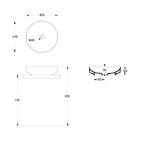 Раковина, , Form, шгв 450*450*120, отверстия для смесителя-отсутствуют, Aliglaze+, цвет-белый Alice 22420101