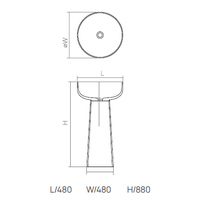 Раковина, , Pedestal Basin, шгв 480*480*880, отверстия для смесителя-отсутствуют, цвет-белый матовый DEA Design DD2027 480 18
