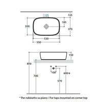 Раковина, Globo, GENESIS, шгв 550*370*150, отверстия для смесителя-отсутствуют, CERASLIDE, BATAFORM, цвет-белый