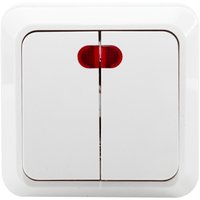 Выключатель двухклавишный с подсветкой О/У. белый Jilion 9533416