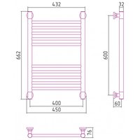 Полотенцесушитель, Сунержа, Богема +, прямая, шгв 450*76*662, цвет-сталь