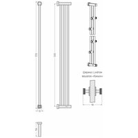 Полотенцесушитель, Сунержа, Хорда 4.0, шгв 50-98*166*1250, нижнее справа/слева, МЭМ, цвет-чёрный матовый