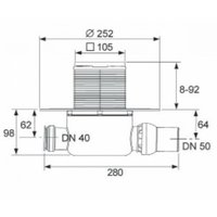 Трап, TECE, Drainpoint S120, шд 252*280, нержавеющая полированная сталь