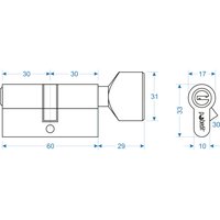 Цилиндр. механизм, ключ-защелка,цвет:серебро,60 мм Pobedit Pobedit 8126061