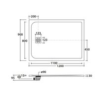 Душевой поддон, Globo DOCCIAPIETRA шгв 1200*900*30 с антислипом BATAFORM цвет-белый DP12090501