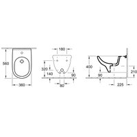 Биде, Villeroy&Boch, O'Novo, подвесной, шгв 360*560*310, цвет-альпийский белый