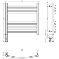 Полотенцесушитель, , Богема 3.0, шгв 532*103*632, нижнее слева, МЭМ, цвет-тёмный титан муар Сунержа 15-5802-5050