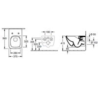 Унитаз, Villeroy&Boch, Venticello, подвесной, шгв 375*560*330, CeramicPlus, цвет-альпийский белый