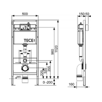 Инсталляция, TECE, TECEbase 2.0, назначение-для унитаза, шгв 500*150*1120