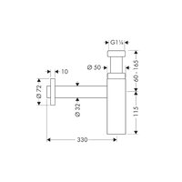 Сифон, Hansgrohe, Flowstar S, для раковины, бутылочный, 1 1/4", цвет-черный матовый