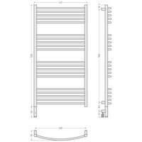 Полотенцесушитель, , Богема 3.1, выгнутая, шгв 632*118*1324, нижнее слева, МЭМ, цвет-тёмный титан муар Сунержа 15-6002-1260