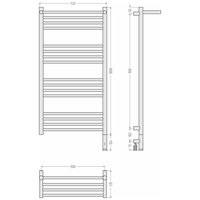 Полотенцесушитель, , Богема 3.1, с 1 полкой, шгв 532*215*1124, нижнее справа, МЭМ, цвет-сталь Сунержа 00-6007-1050